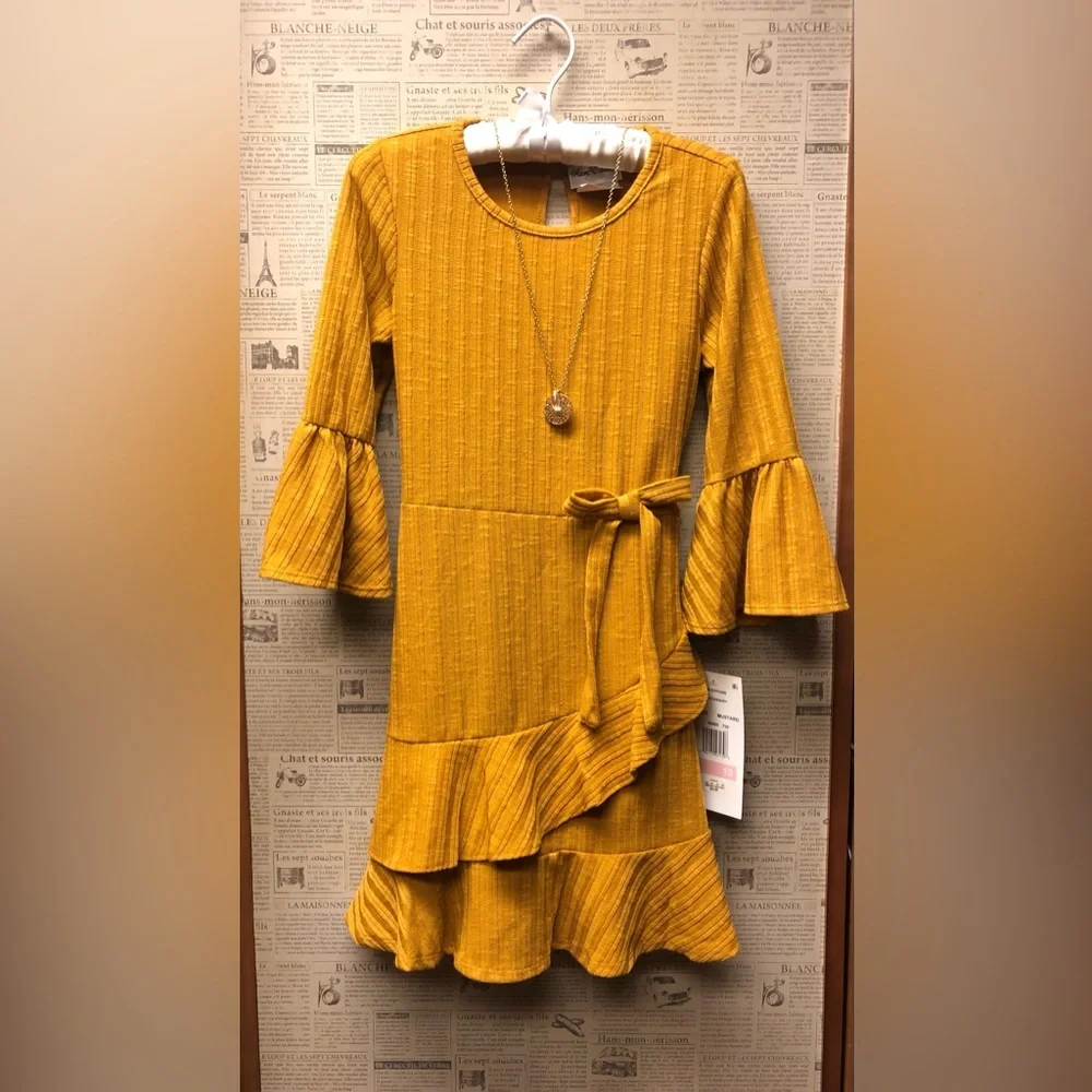 NWT! Girl’s Dress; Rare Editions; Necklace Accessory; Skirt Panels; Keyhole Back - Picture 1 of 9